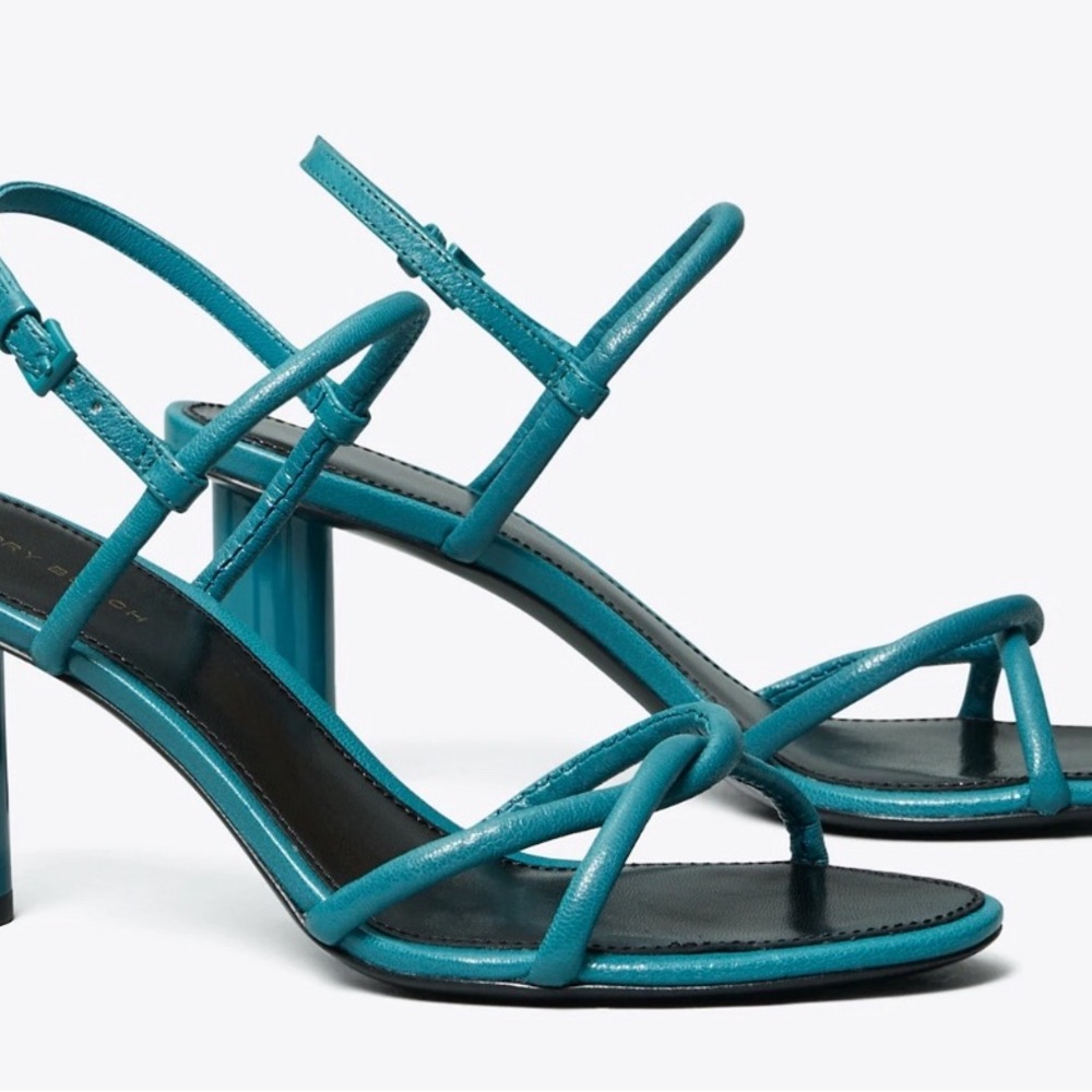 Tory Burch CYLINDER HEEL SANDAL NWT size 10.5 Bayberry Blue